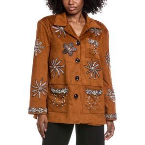 Beulah Womens  Embellished Jacket, Brown